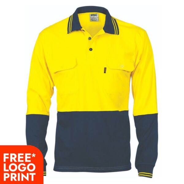 Cool Breeze 2 Tone Cotton Jersey Polo Shirt with Twin Chest Pocket Thumbnail